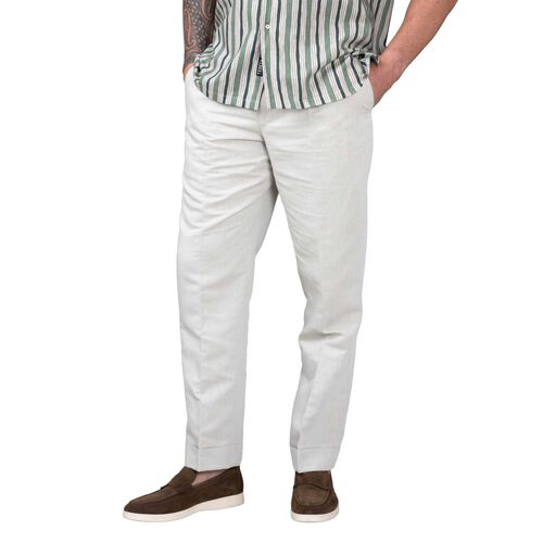 Rembrandt Evans Beige Linen Cotton Trouser