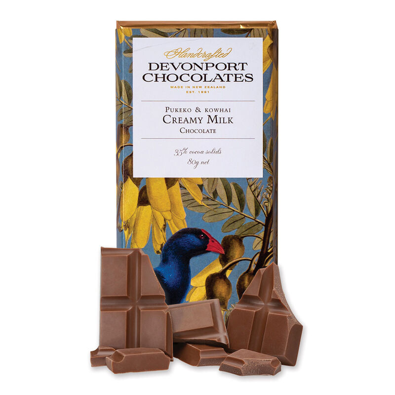 Devonport Chocolates Pukeko & Kowhai Milk Chocolate 80g image number 0