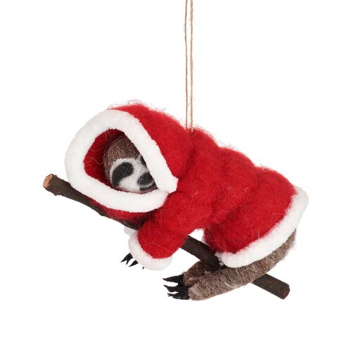 Sass & Belle Sloth In Puffer Jacket Felt Decoration