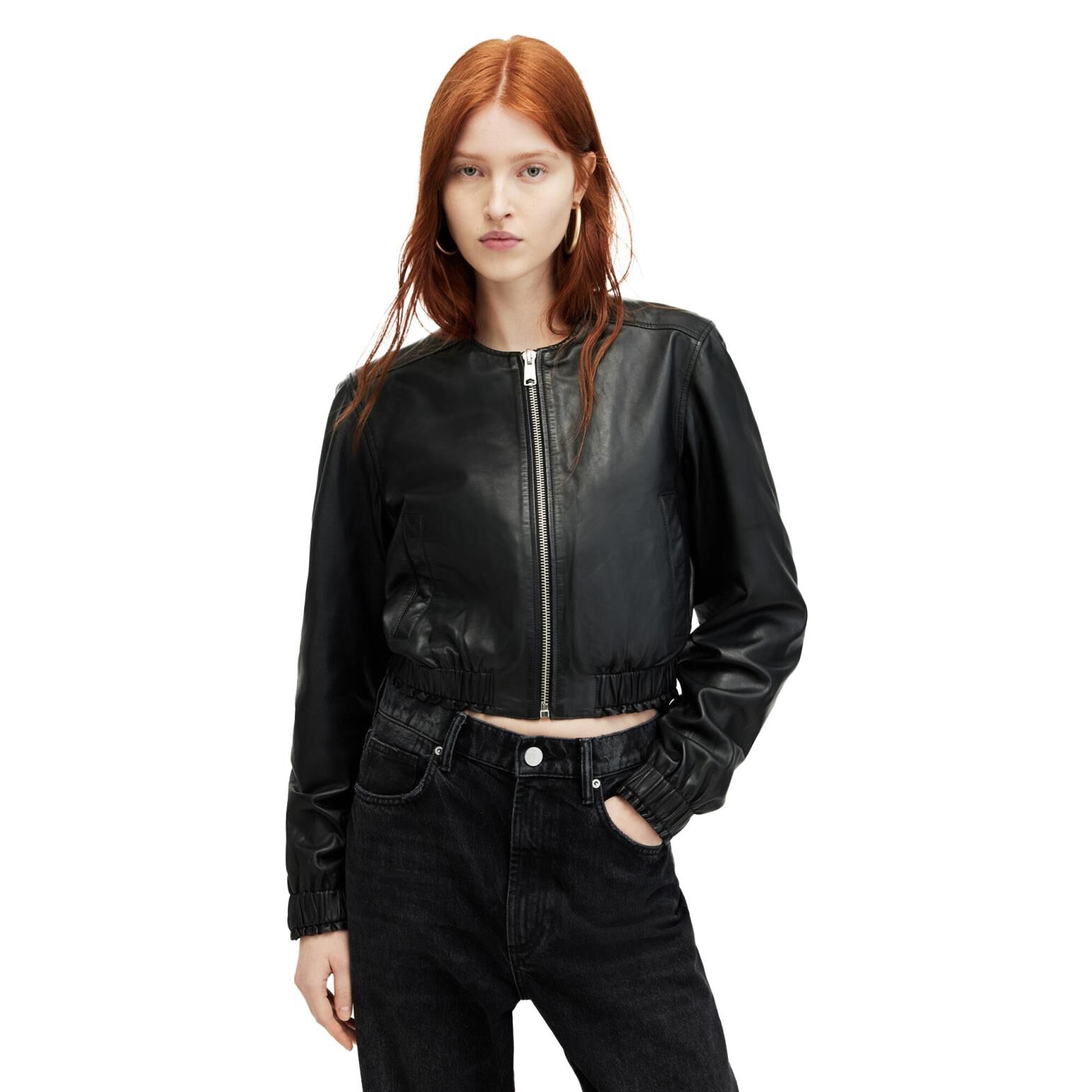 AllSaints Everly Leather Bomber Jacket Ballantynes Department Store