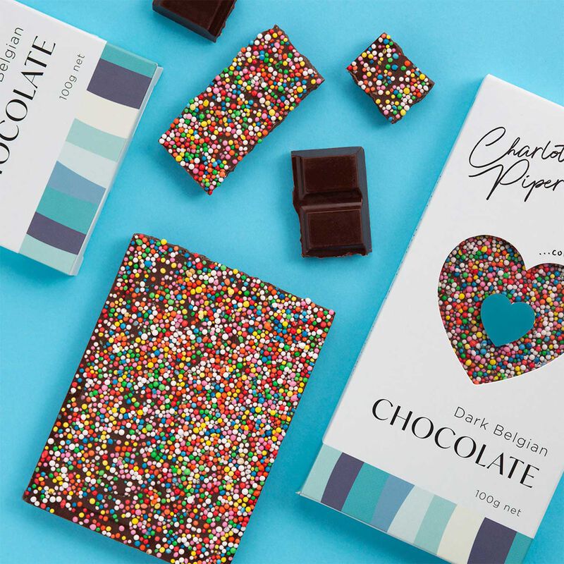 Charlotte Piper Belgian Dark Chocolate Bar with Sprinkles 100g image number 1