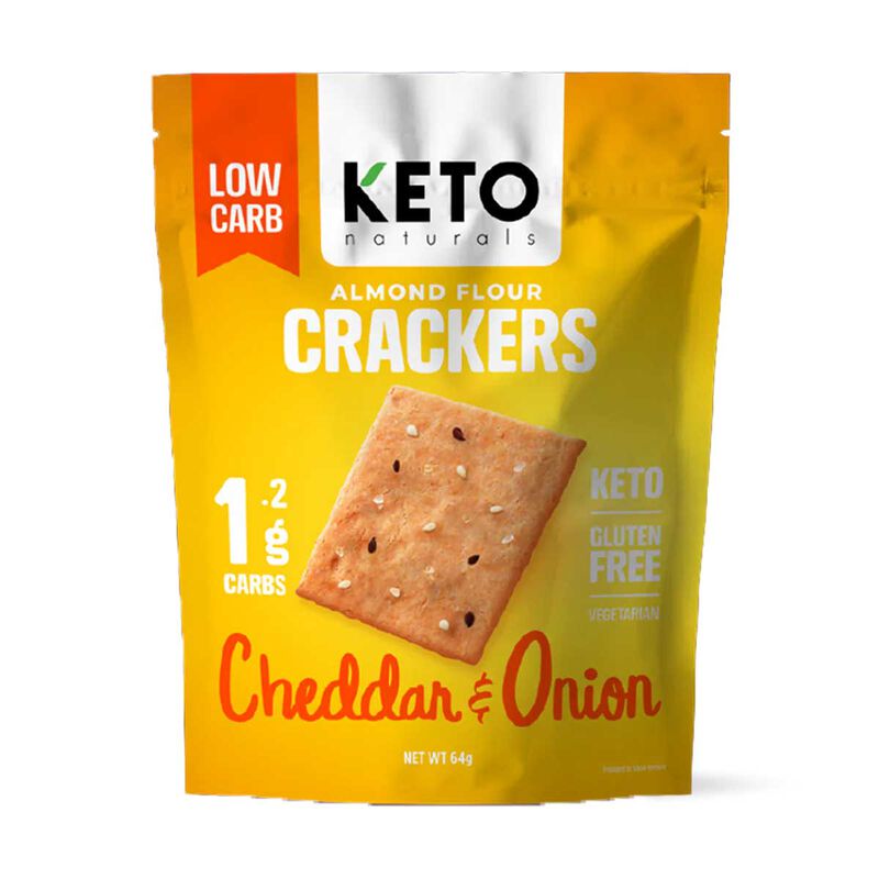 KETO Naturals Almond Flour Crackers Cheddar & Onion 64g image number 0