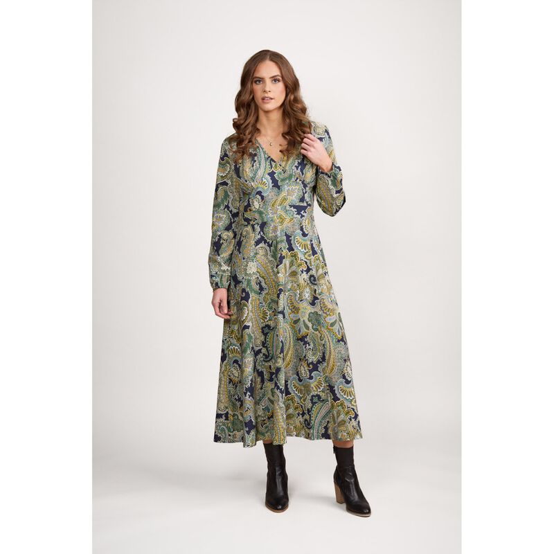 Vassalli Long Sleeve V Neck Dress image number 2
