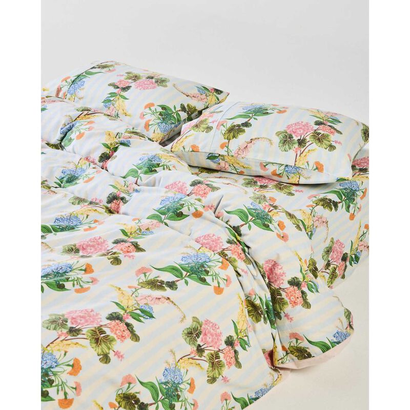 Kip&Co Bouquet Beauty Stripe Flannelette Fitted Sheet image number 1