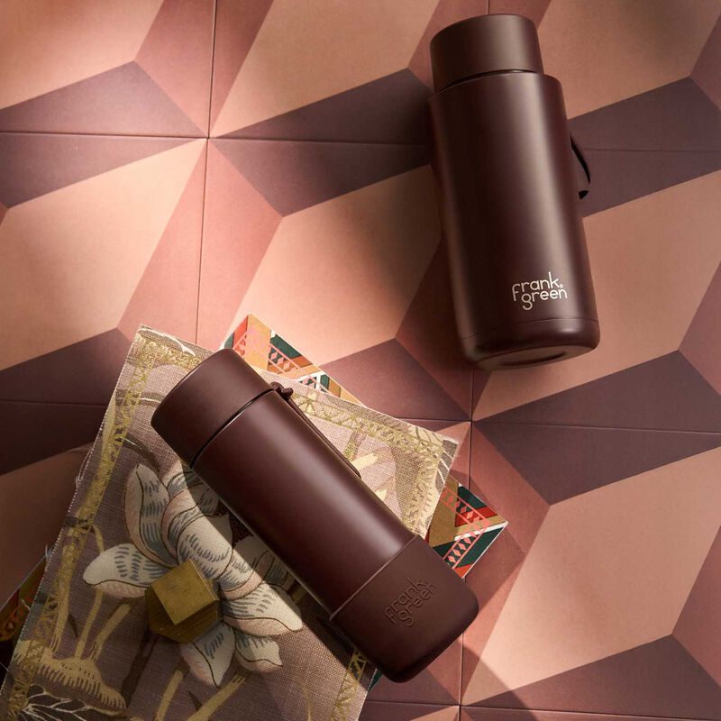 frank green 34oz Reusable Bottle with Flip Straw Lid Chocolate image number 1