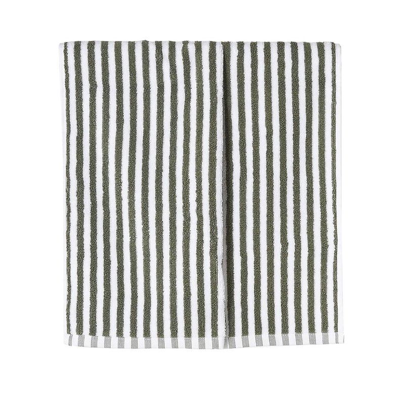 Città Wide Stripe Cotton Hand Towel Olive/White  - 45x75cm image number 0