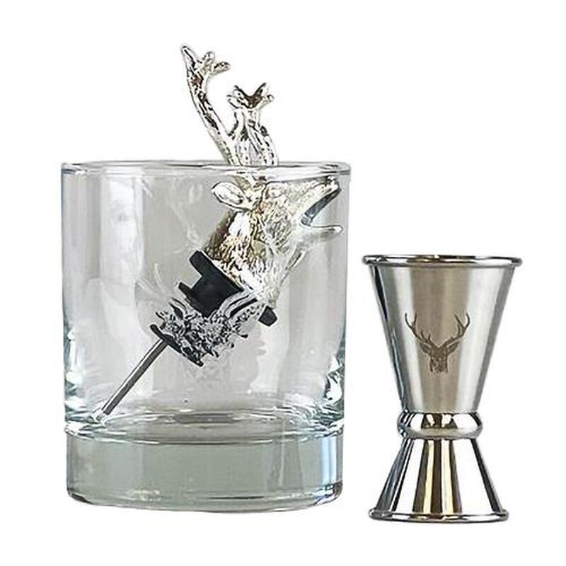 Selbrae House Glass, Pourer & Jigger Set - Stag image number 0