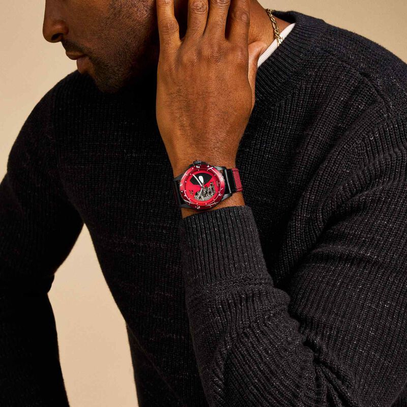 Marvel x Fossil Deadpool Limited Edition Automatic Red and Black Watch image number 3