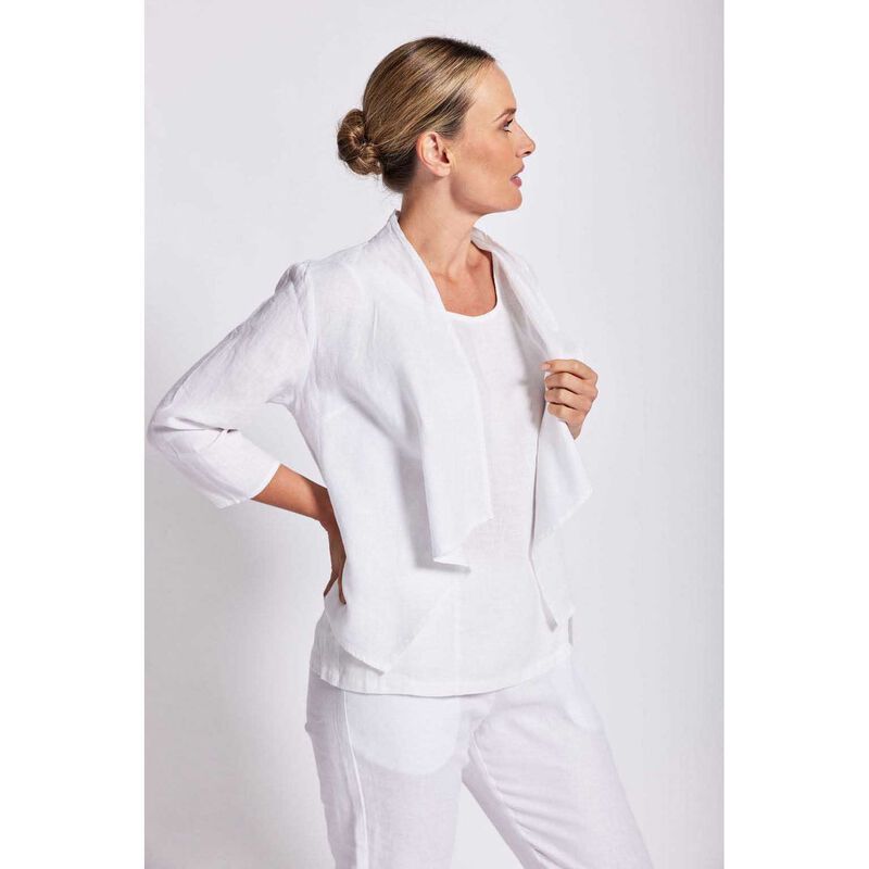 See Saw 100% Linen  3/4 Sl Open Drape Jacket image number 1