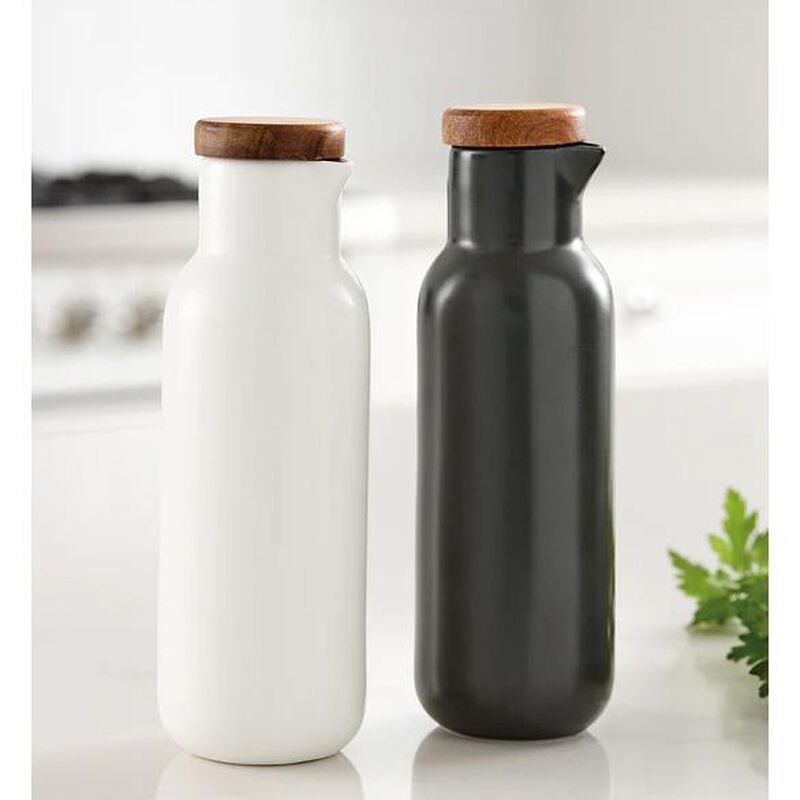 Ladelle Essentials White/Charcoal Oil & Vinegar Set image number 1