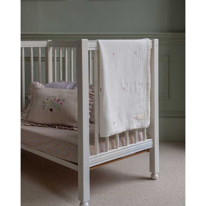 Avery Row Embroidered Muslin Blanket - Anemone image number 1