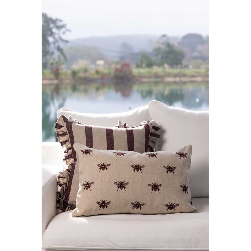 Wallace Cotton Bee Swarm Embroidery Rectangle Cushion Cover 35x55cm image number 1
