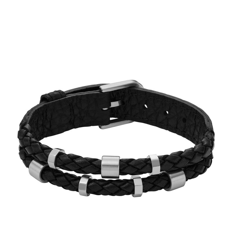 Fossil Leather Essentials Black Leather Strap Bracelet image number 0