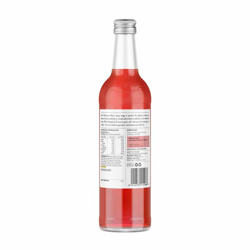 Barker's Pink Grapefruit & Lemon Premium Mixer 500ml image number 1