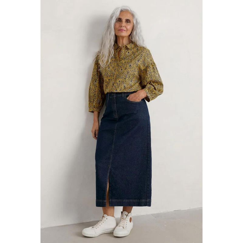 Seasalt Cornwall Bowline Skirt Dark Rinse Wash image number 3