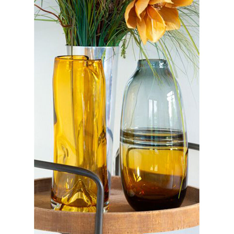 Salisbury 2-Tone Glass Vase 30cm - Smoke/Amber image number 1