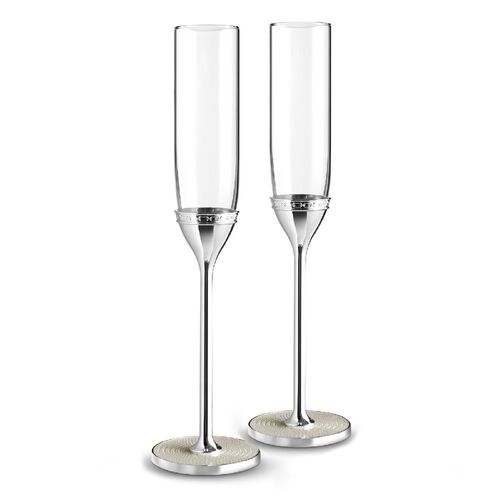 Wedgwood Vera Wang With Love Nouveau Pearl Toasting Flutes