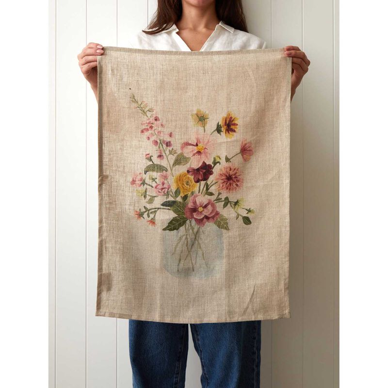 Wallace Cotton Flower Vase Linen Tea Towel image number 1