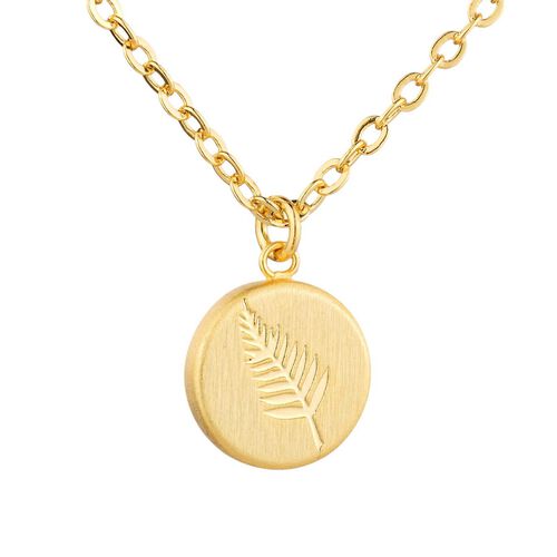 Little Taonga Round Fern Necklace - Gold