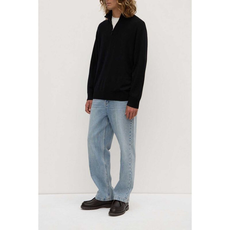 Assembly Label Austin Wool Cashmere Half Zip Knit Black image number 3