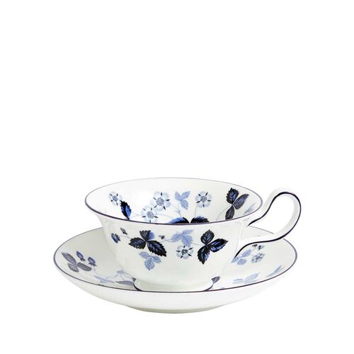 Wedgwood Wild Strawberry Inky Blue Teacup & Saucer Peony