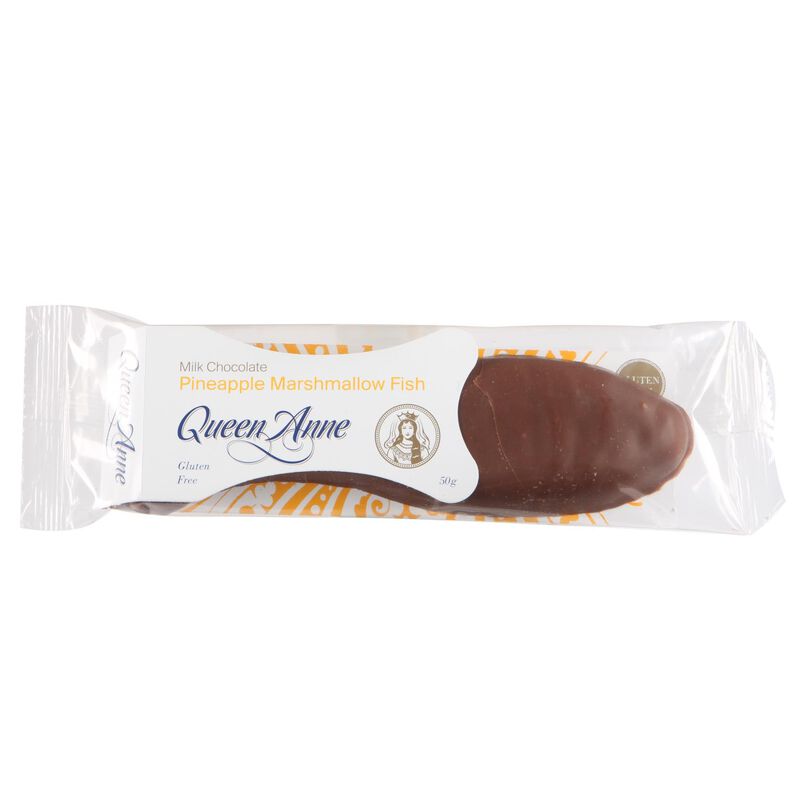 Queen Anne Marshmallow Fish Milk Chocolate Pineapple 50g image number 0