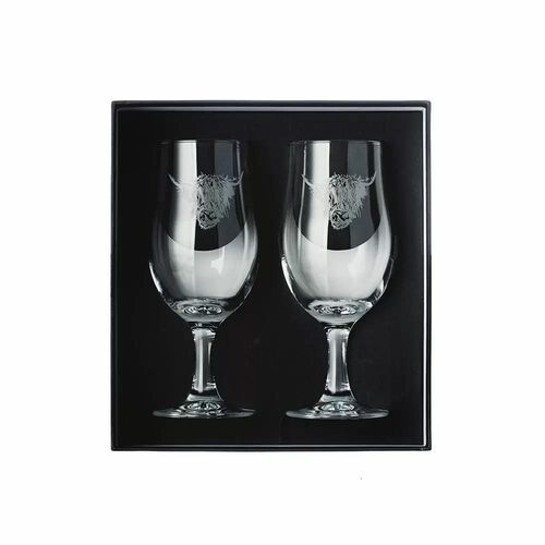 Selbrae House 2 Craft Beer Glasses - Highland Cow