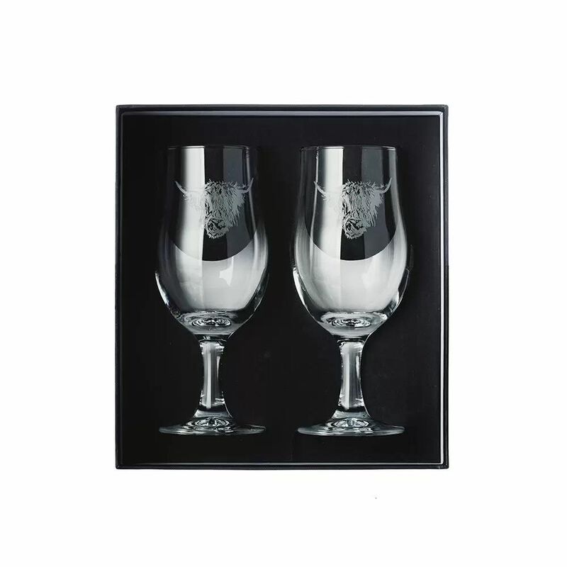 Selbrae House 2 Craft Beer Glasses - Highland Cow image number 0