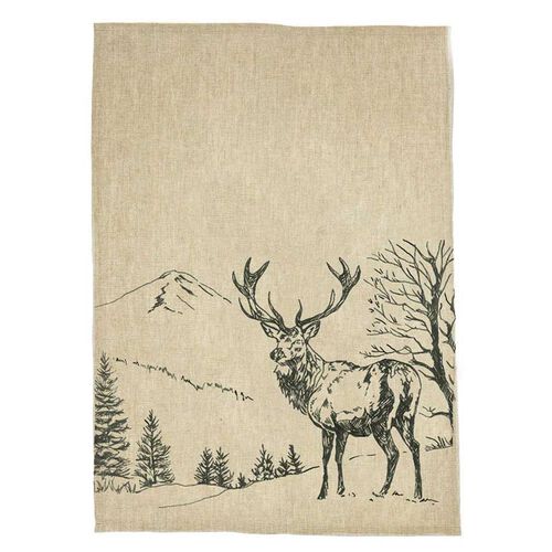 Selbrae House Linen Tea Towel - Scenic Stag