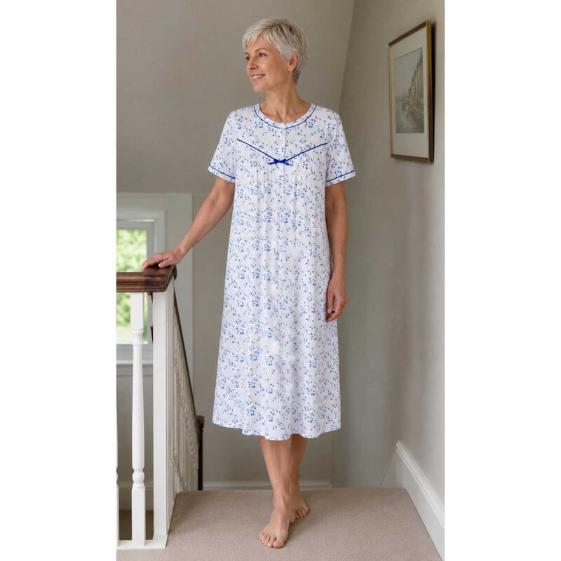 La Marquise Moonlit Tulip Cotton-Rich Jersey Short Sleeve Nightdress image number 1