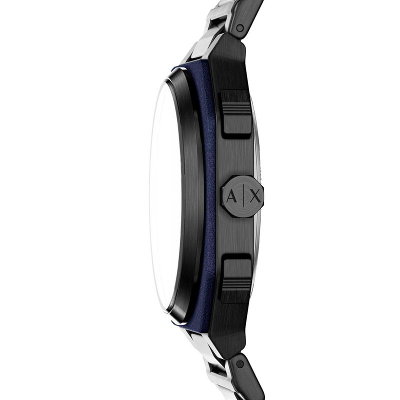 Armani Exchange Bass Dual-Time Black Stainless Steel Watch image number 2