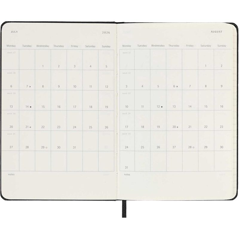 Moleskine Diary 12 Month Weekly + Notes HC Pocket Black 2026 image number 2