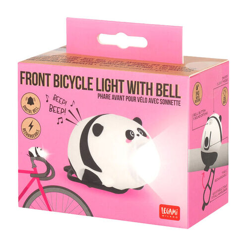 Legami Rechargeable Front Bike Light with Bell - Panda
