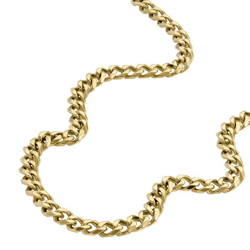 Fossil Ellis Core Chains Gold-Tone Stainless Steel Chain Necklace image number 2