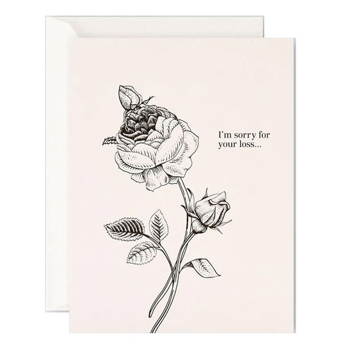 Father Rabbit Stationery I'm Sorry for Your Loss Rose Card