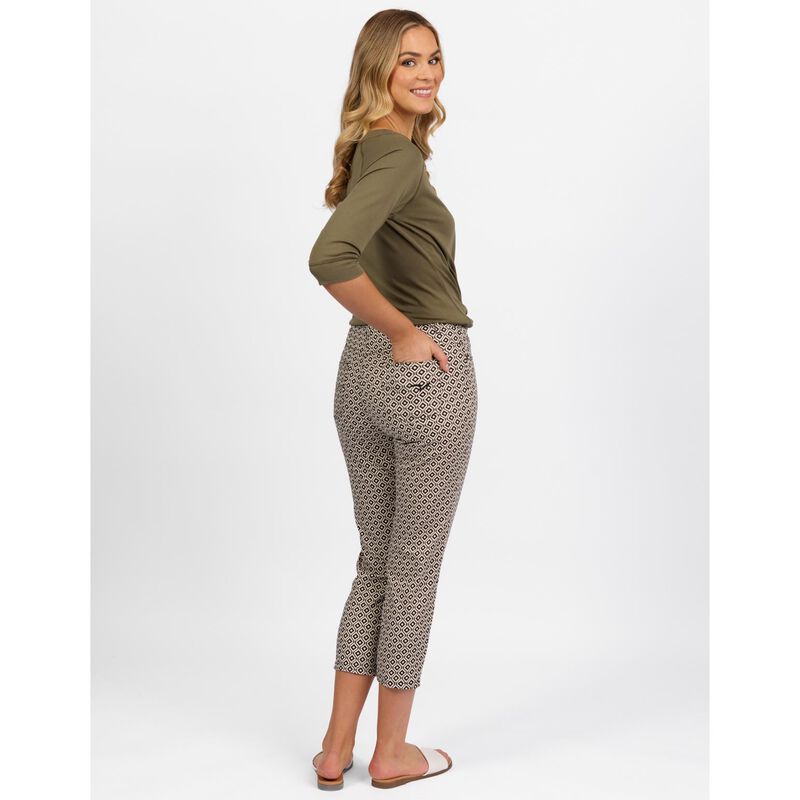 Vassalli Printed Lightweight Skinny Leg 7/8 Length Pant With Fly image number 9