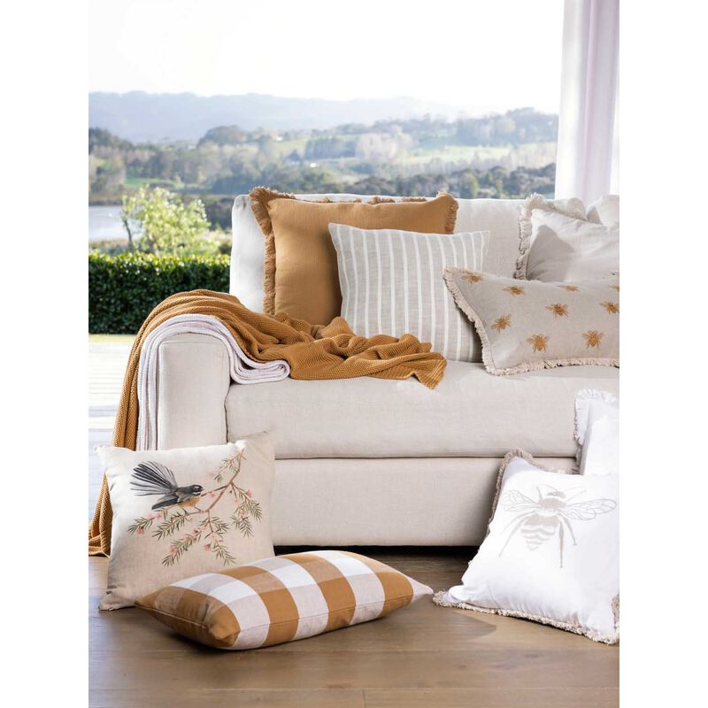 Wallace Cotton Bee Swarm Embroidered Rectangle Cushion Cover image number 2
