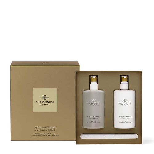 Glasshouse Fragrances 450ml Hand Wash, Hand Lotion & Tray - Kyoto In Bloom
