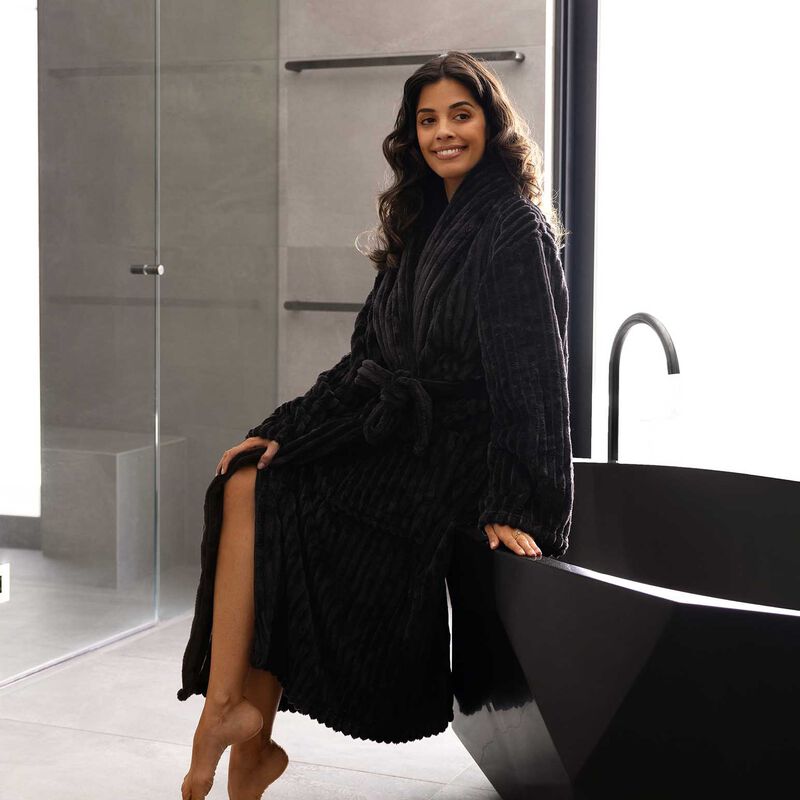 Bambury Channel Fleece Robe Charcoal image number 1