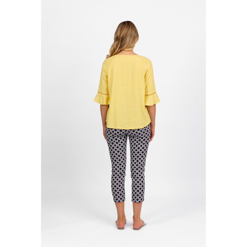 Vassalli Round Neck Top With Elbow Length Frill Sleeve image number 1