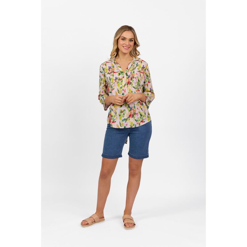 Vassalli Open Placket Shirt With Tab Sleeve image number 3