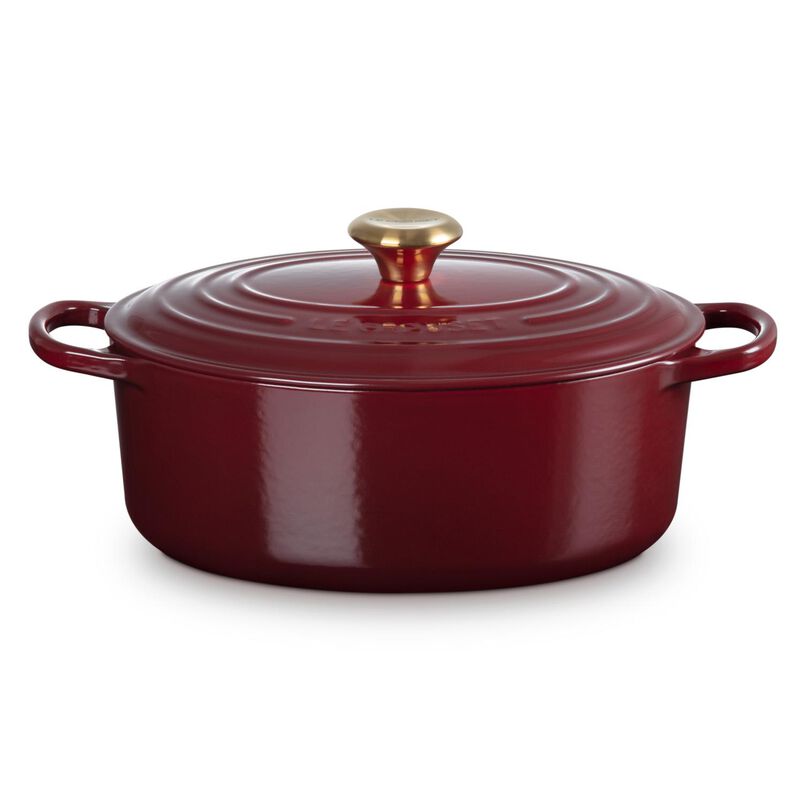 Le Creuset Signature Oval Casserole/Oven 29cm Garnet Gold Knob image number 0