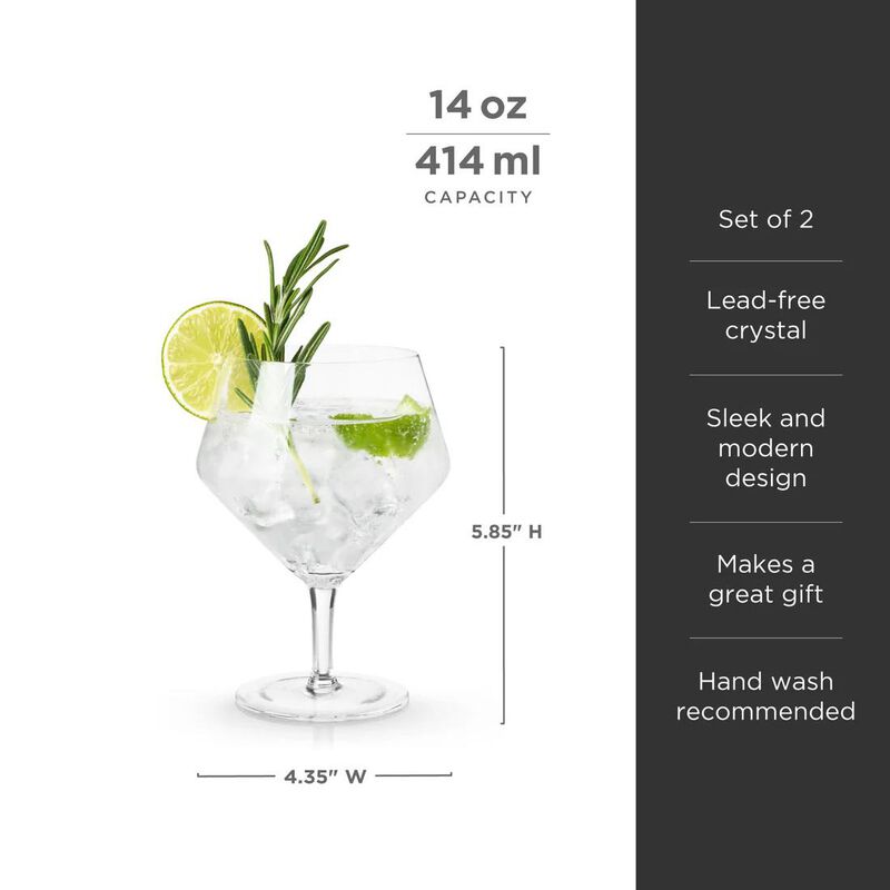 Angled Crystal Gin & Tonic Glasses By Viski&reg; image number 1