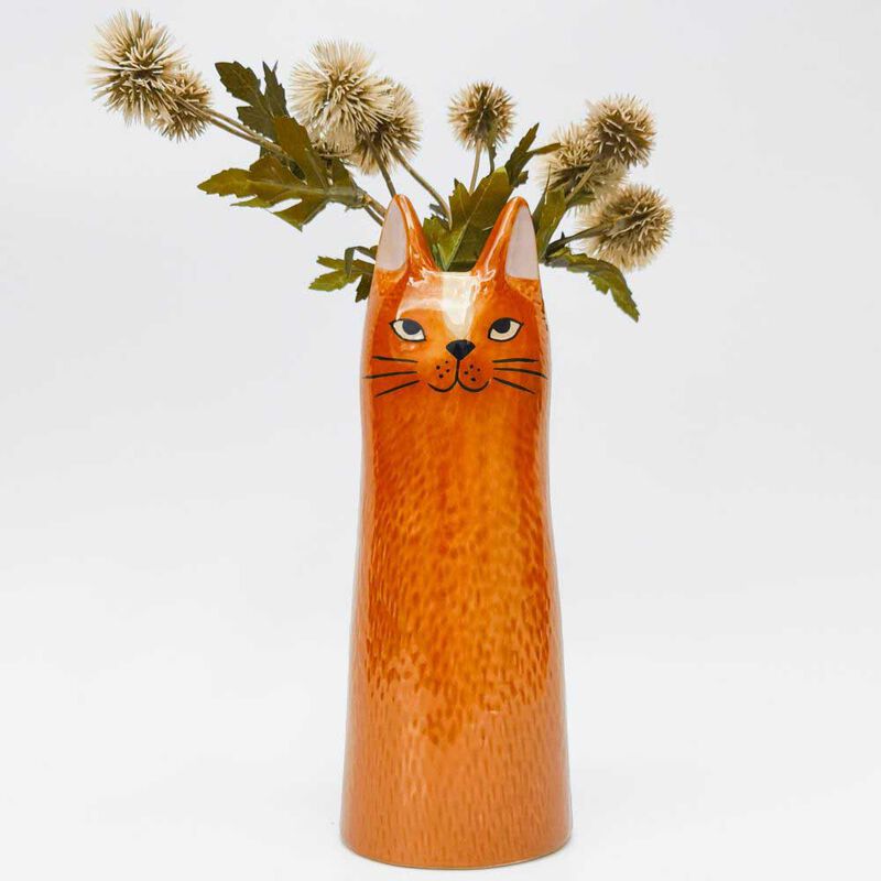 Urban Products Bailey Cat Vase Orange 23cm image number 1