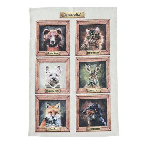 MM Linen Pawtraits Teatowel