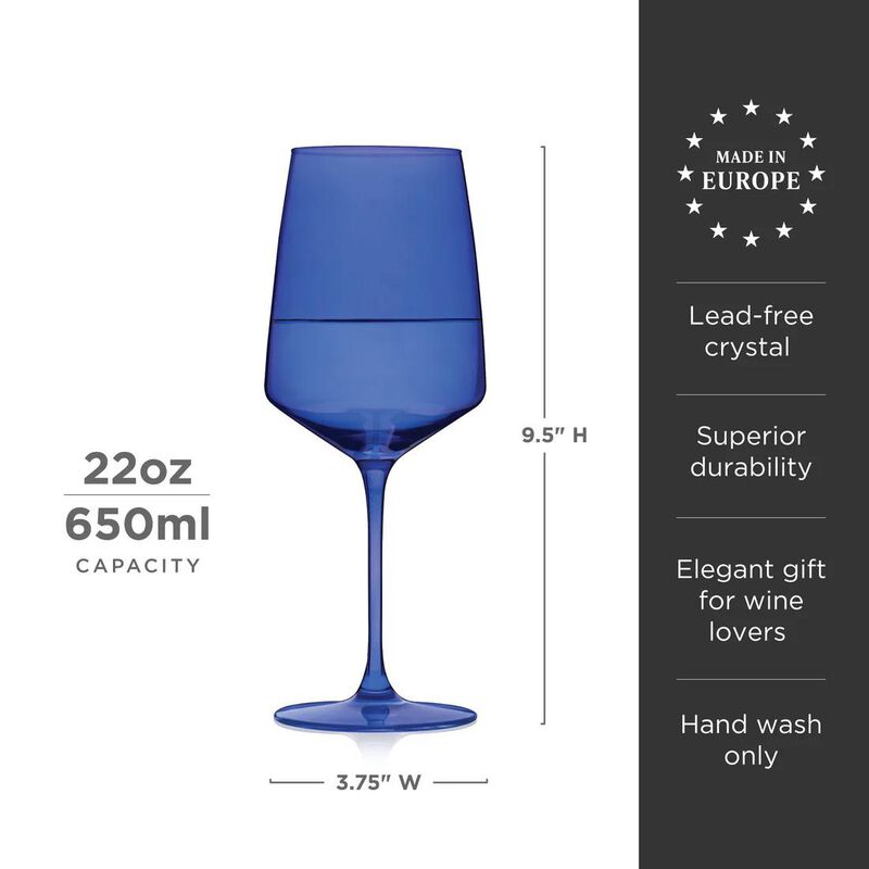 Reserve Nouveau Crystal Wine Glasses In Cobalt By Viski Set Of 2 image number 1