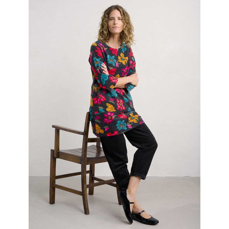 Seasalt Cornwall Port Gaverne Tunic Camellia Collage Onyx image number 3