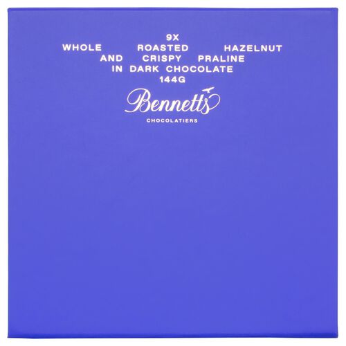 Bennetts of Mangawhai 9 Whole Roasted Hazelnut & Crispy Praline Dark 144g
