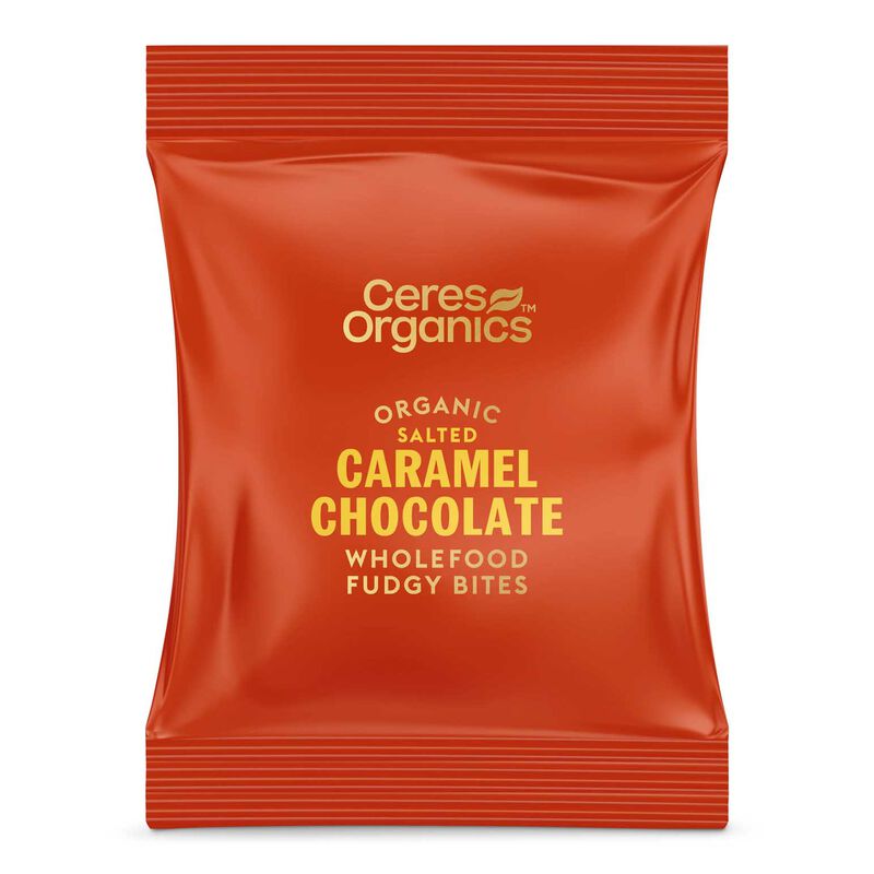 Ceres Organics Fudgy Bites Salted Caramel Chocolate 4 x 30G Bag image number 1