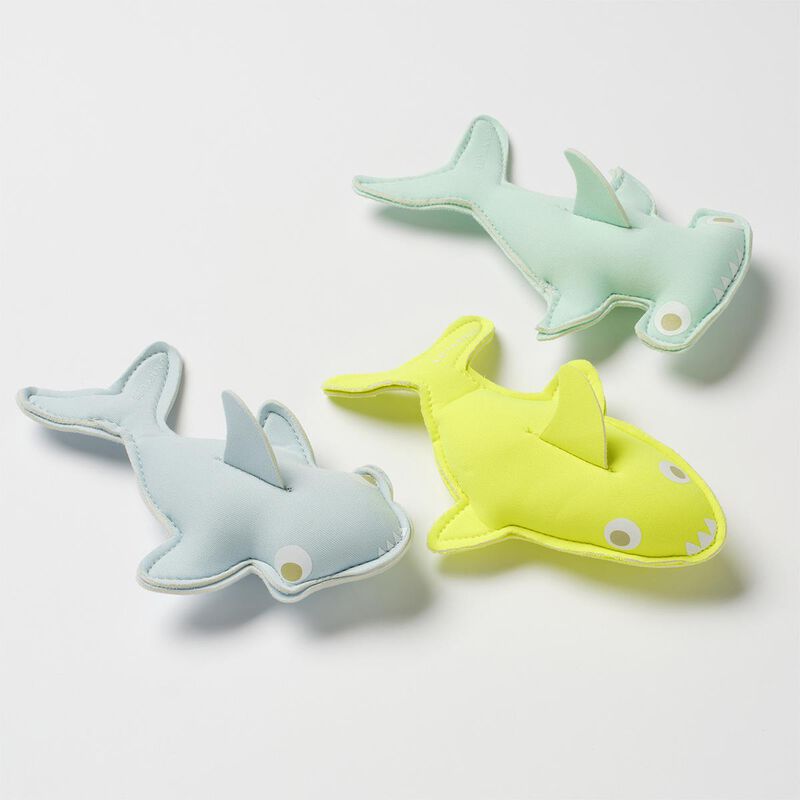 SUNNYLiFE Dive Buddies Salty The Shark Aqua Neon Yellow Set Of 3 image number 2